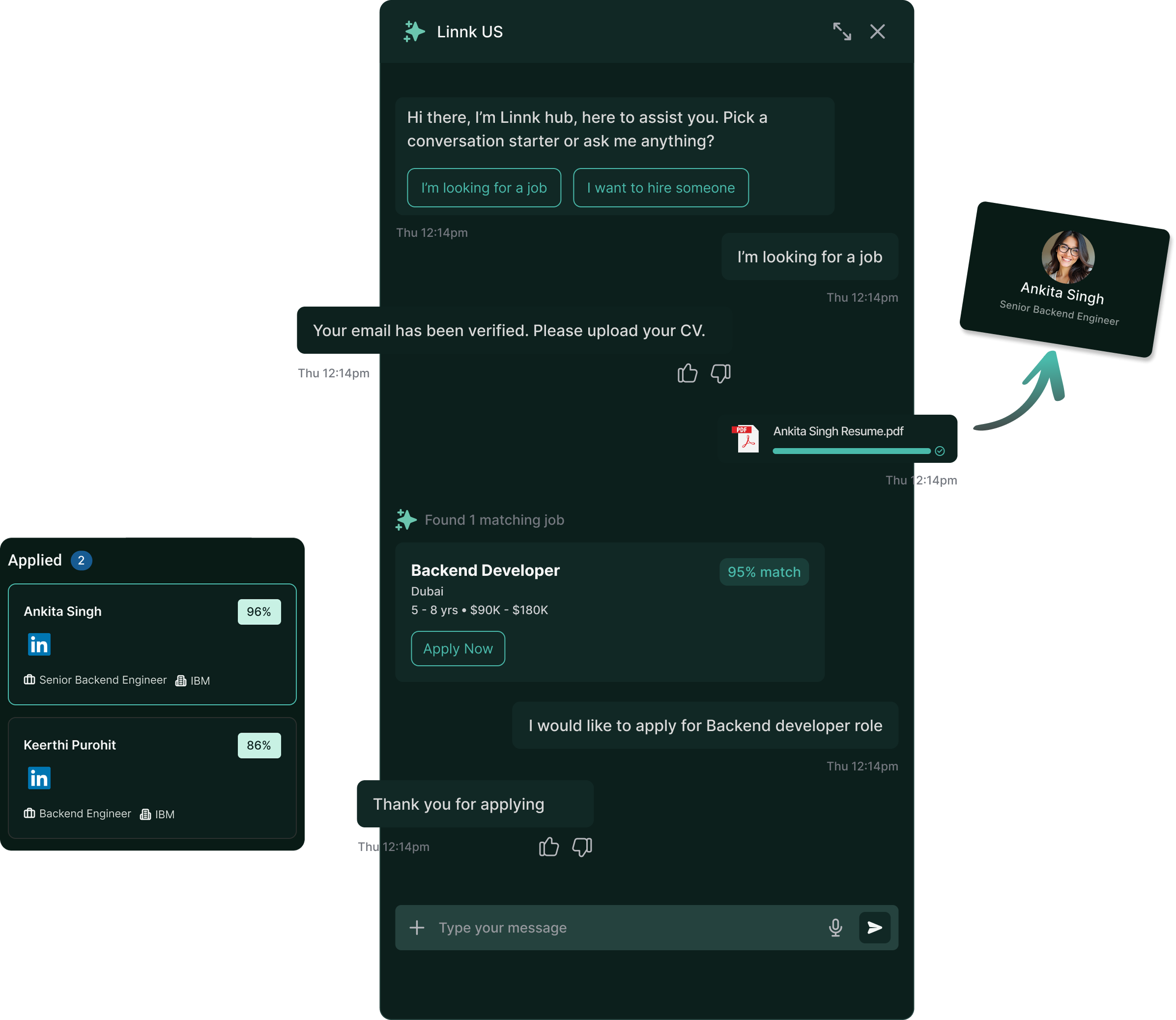 Messaging and candidate conversation interface